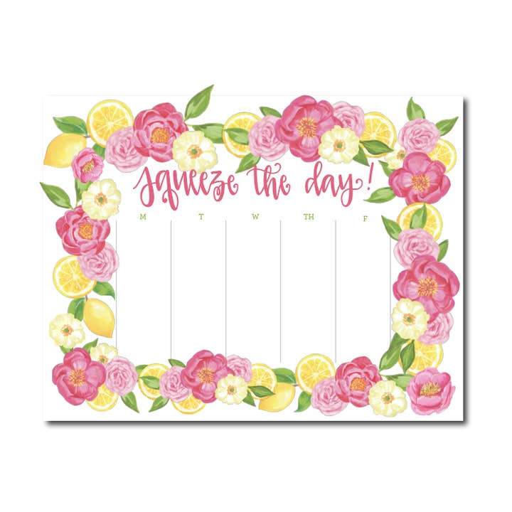 Squeeze the Day Weekly Planner Notepad for wholesale by The Redheaded Camel