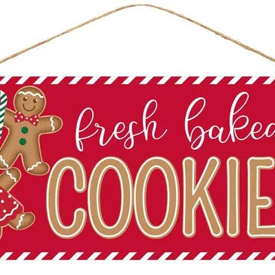 General Wholesale Inc - Wholesale Sign - 12.5"L x 6"H "Fresh Baked Cookies" Sign-Red/Brown/White- AP8726