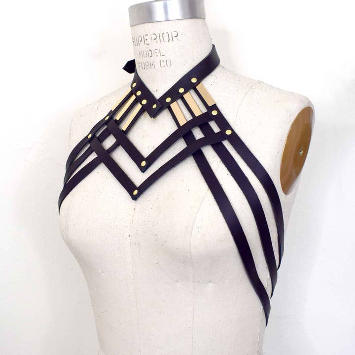 Love Lorn Lingerie - Wholesale Belt - Women's - Diedre Draped Leather Neck Harness1