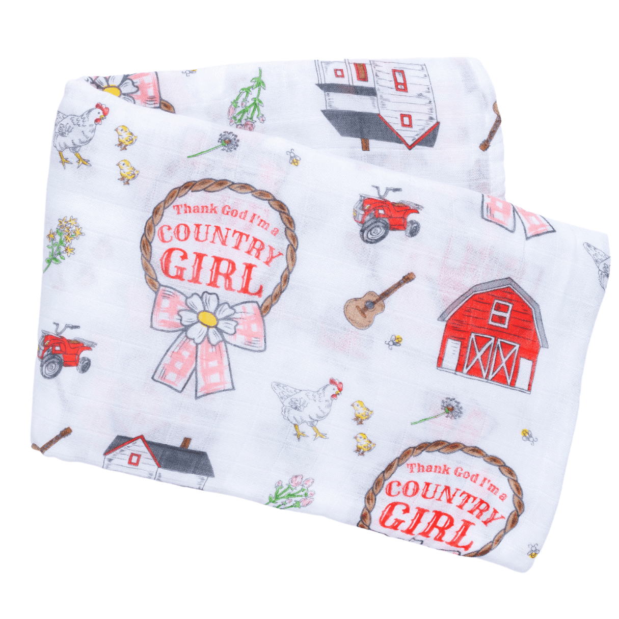 Little Hometown - Wholesale Receiving Blanket - Baby - Country Girl Muslin Swaddle Receiving Blanket Breathable and Lightweight2