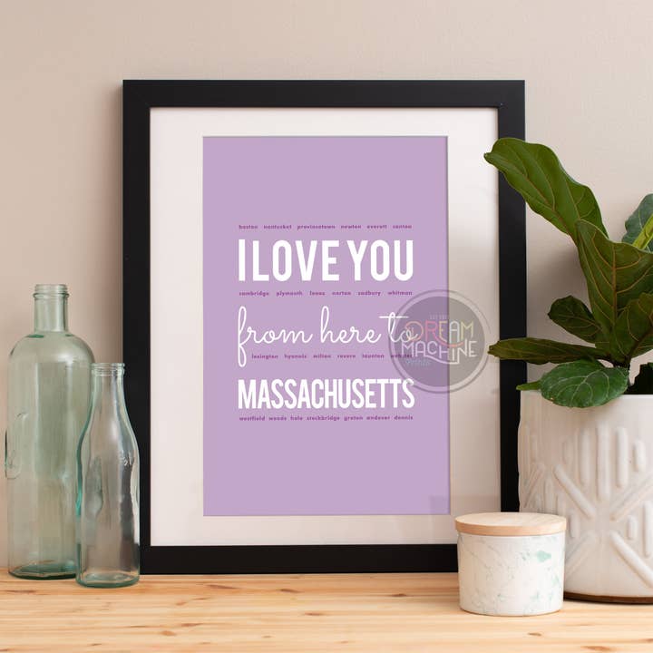 Jag älskar dig härifrån till Massachusetts, Massachusetts Print, Massachusetts Skyline, Massachusetts Art, Massachusetts affisch, Massachusetts iLoveYouFrom21 för wholesale av DreamMachine Prints