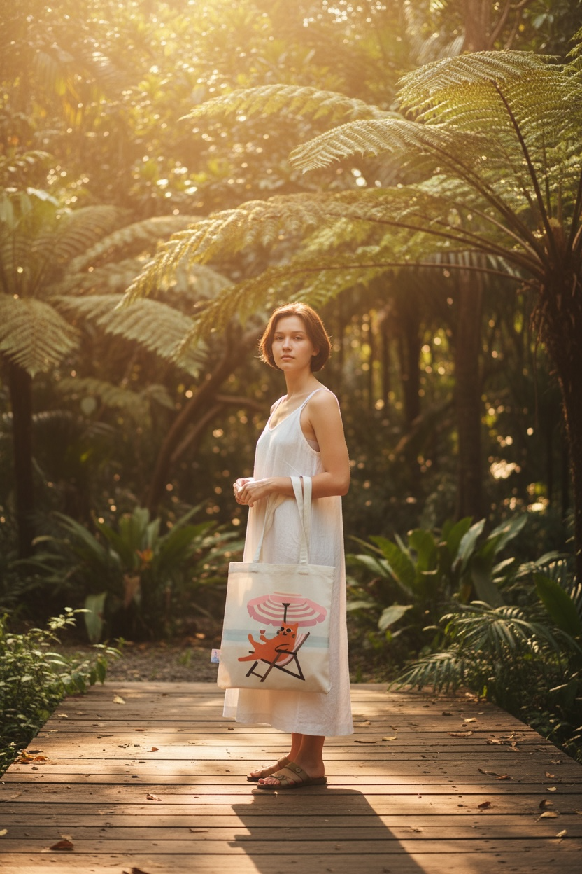 Angela Wan Art - Wholesale Tote Bag - Women's - Beach Cat Tote Bag – Hawaii-Inspired Art Tote with Zip Closure3