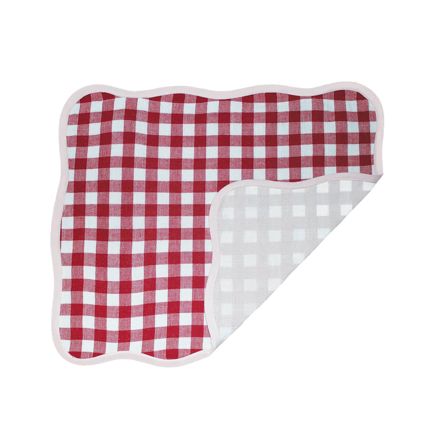 Blue Set of 4 Reversible Giardino Placemats in Pink/Red Gingham  for wholesale on Faire2