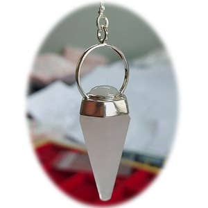 Faceted Sterling Pendulum - Rosequartz & Mn for wholesale by Crystal Earth Sterling