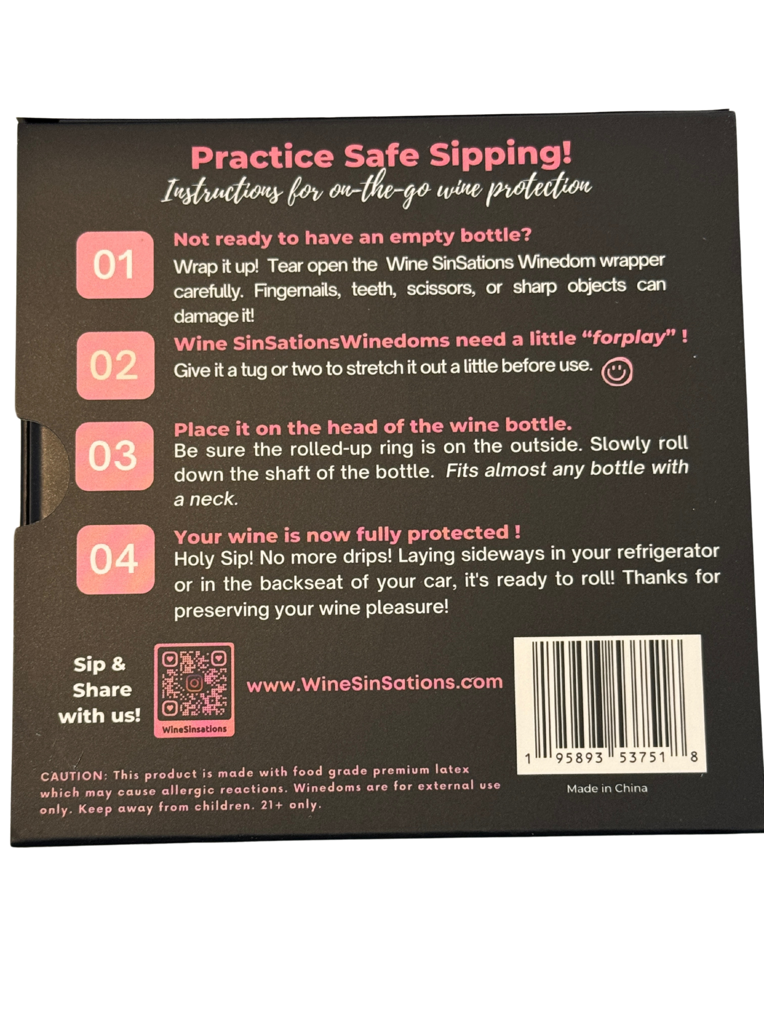 Wine Sinsations LLP - Wholesale Gag Gift/Novelty Gift - WINEdoms... Condoms for your Wine Bottle! (Gag/Novelty)1