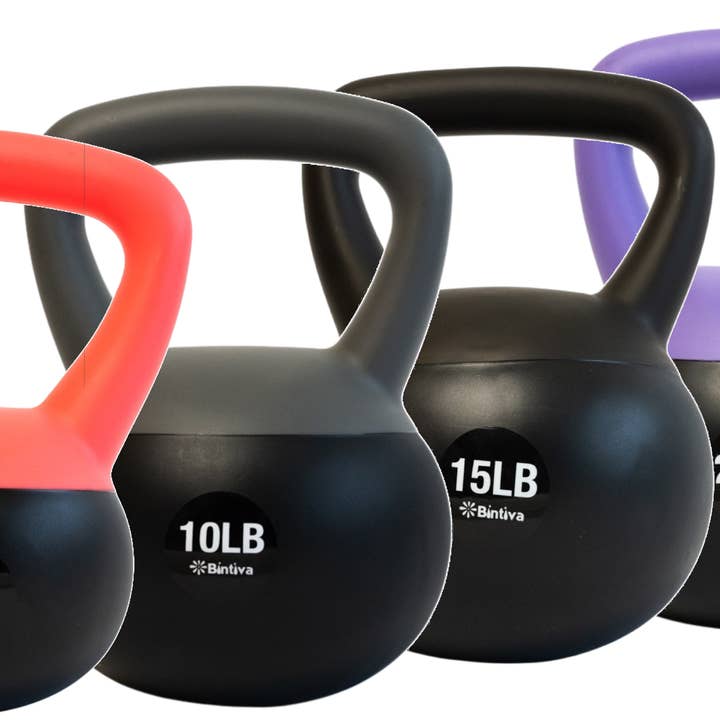 Bintiva Sea and Iron Sand Filled Kettlebells - 4pc Set of 5lb, 10lb, 15lb, 20lb for wholesale by Bintiva