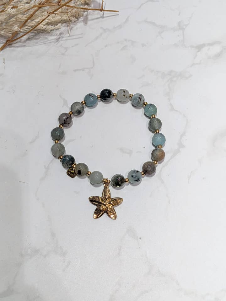 Kugleformet armbånd + søstjerne i amazonit for engroshandel hos LOLO & YAYA