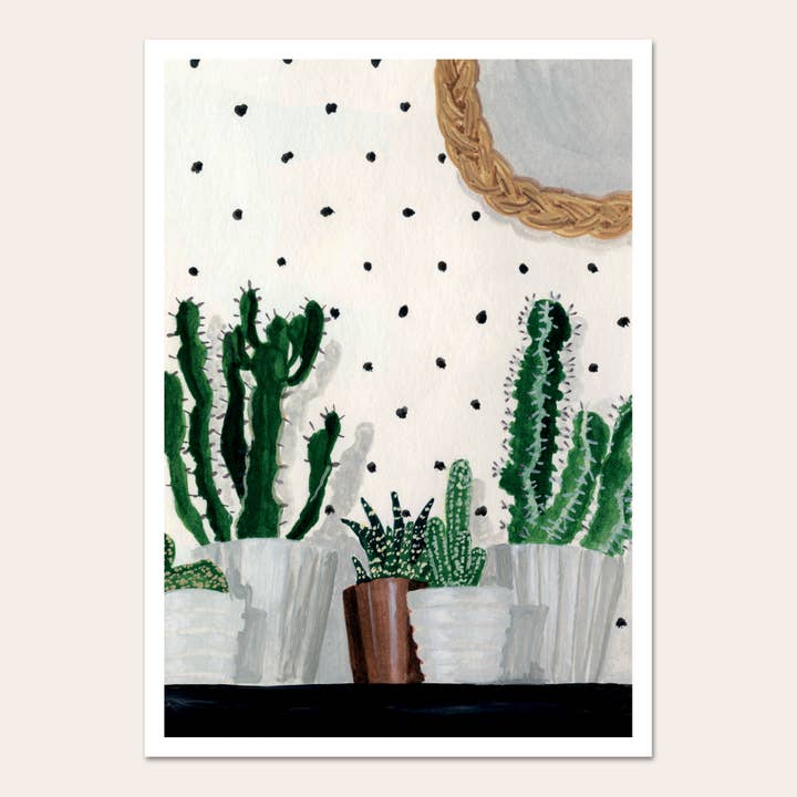A4 poster cactus and polka dots for wholesale by MÉLANIE VOITURIEZ