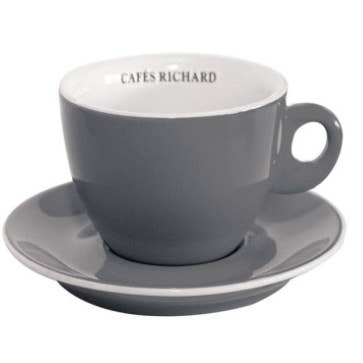 Grey Double Espresso Cups for wholesale by Cafés Richard Coffee & Tea