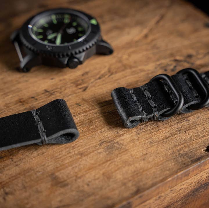 Leather Watch Strap Black for wholesale by Craft and Lore