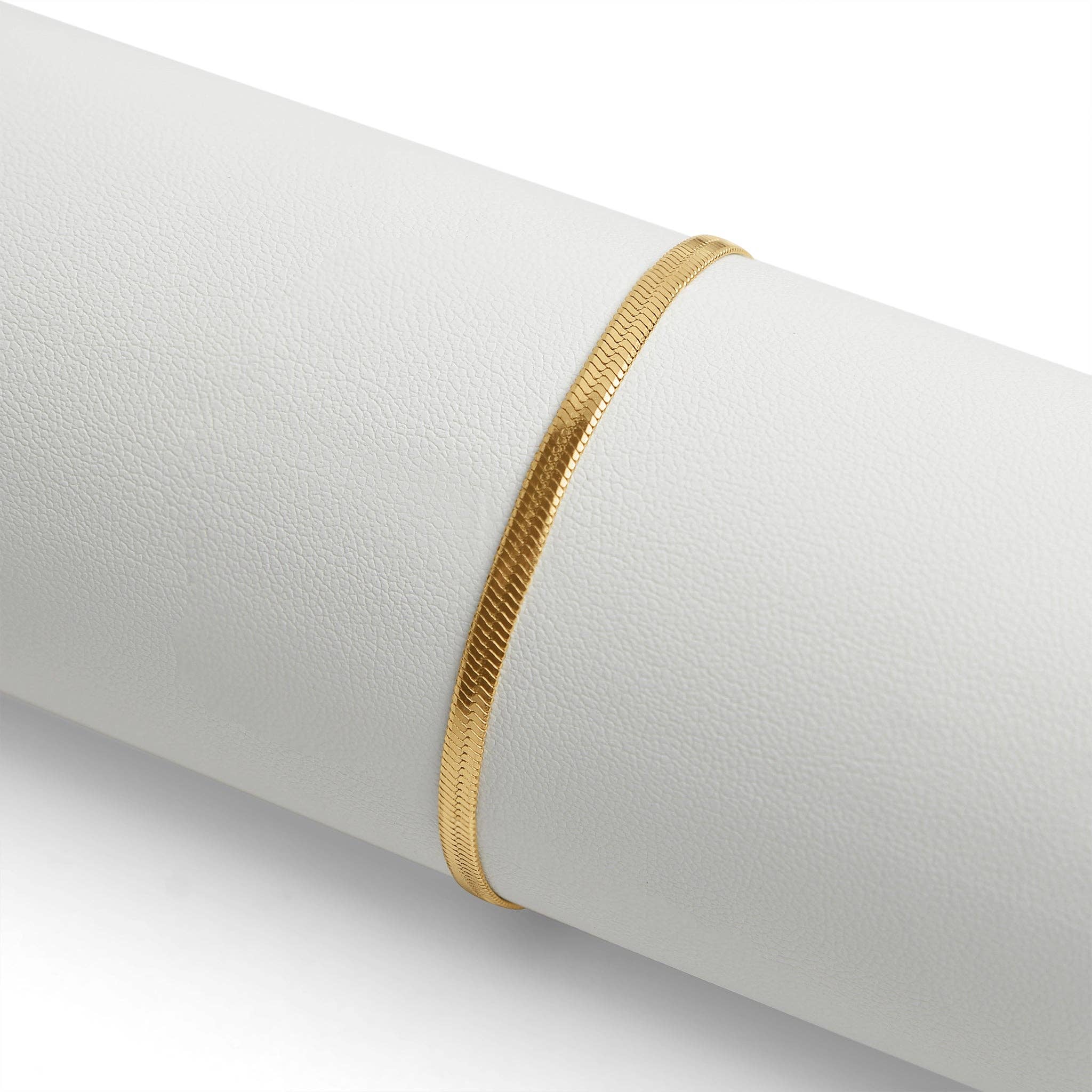 WJW - Wholesale Link & Chain Bracelet - 18K Gold Herringbone Chain Bracelet6