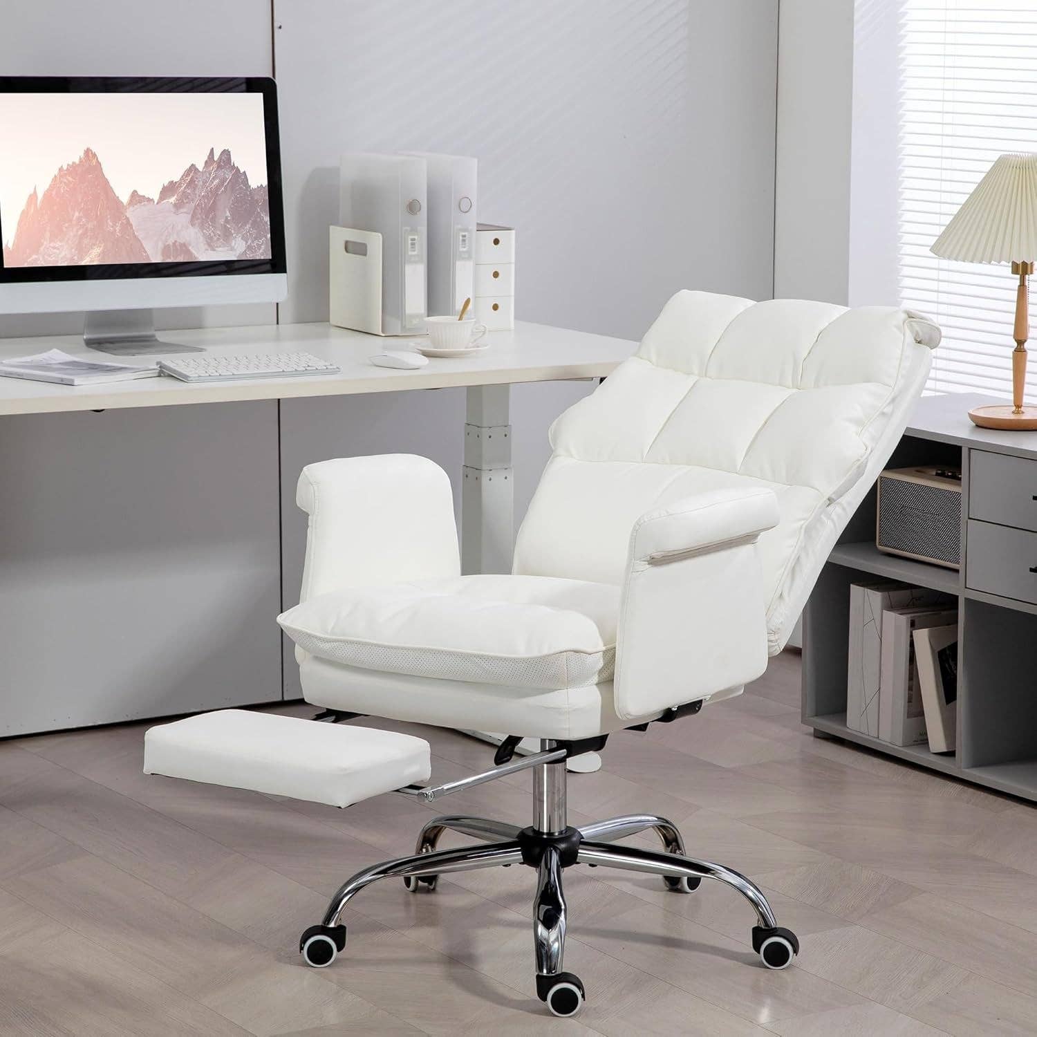 Executive Office Chair White With Footrest Ergonomic Design for wholesale on Faire1