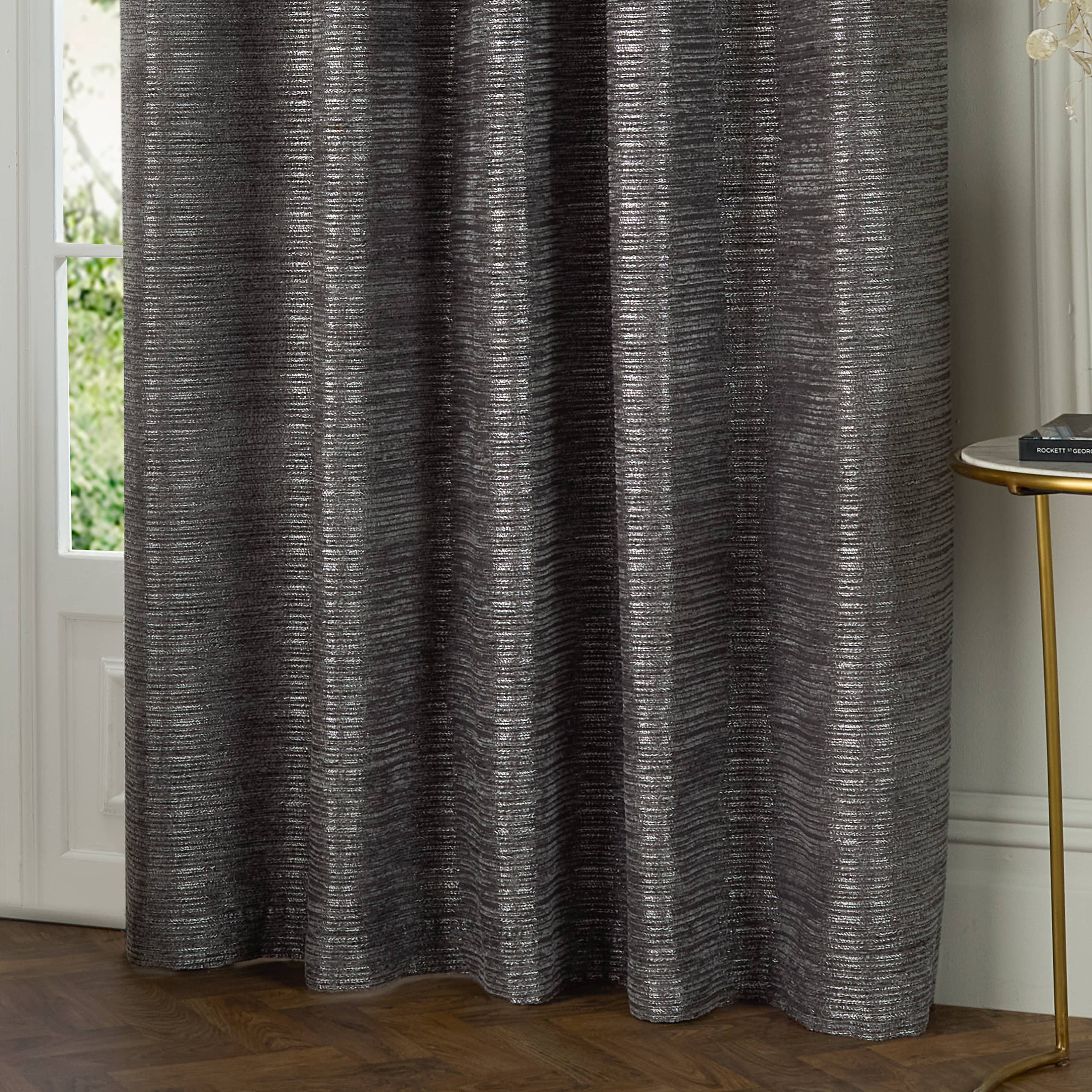 Jupiter Chenille Jacquard Eyelet Curtains Graphite for wholesale on Faire3