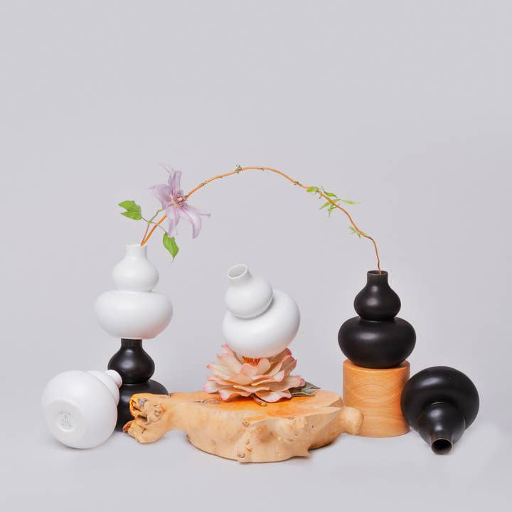 Mini jarrón de calabaza doble de porcelana semimate para venta al por mayor de Middle Kingdom