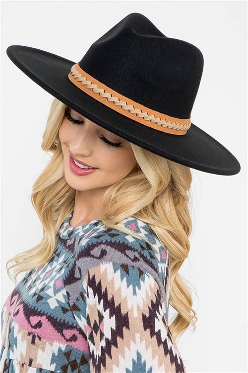 MYS Wholesale Inc - Wholesale Fedora - Women's - Felt Fashion Brim Hat With Leather Braided2