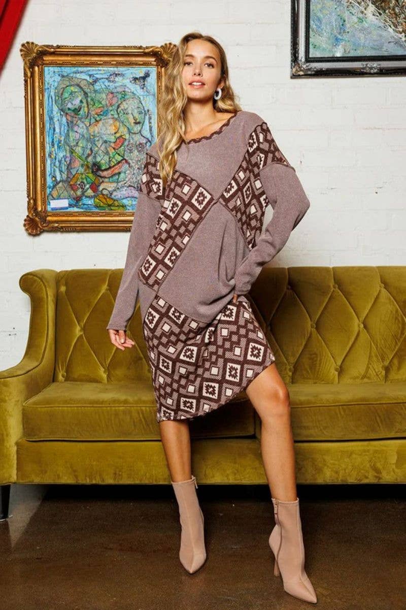 Stylish Wholesale - Wholesale Dress - Women's - GEOMETRIC PRINT MINI DRESS DS510380