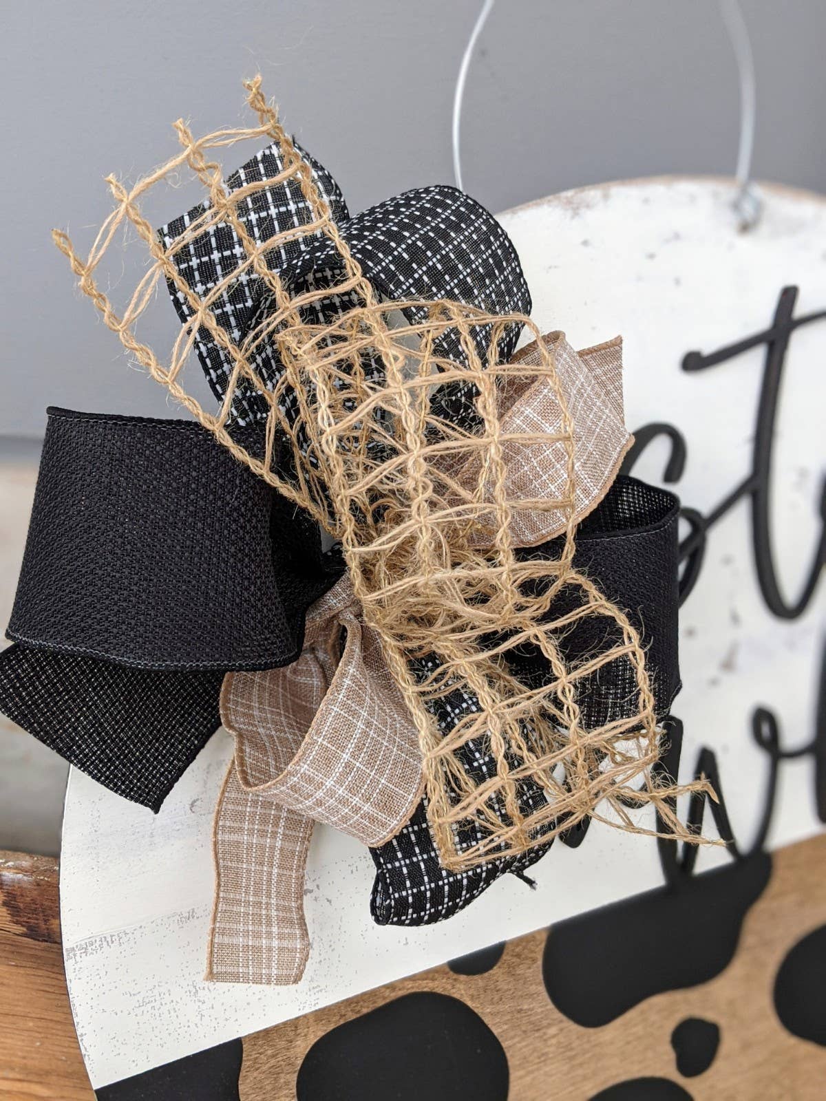 Pocketful of Posies - Wholesale Door Hanger - Stay Awhile Cow Print Door Hanger2