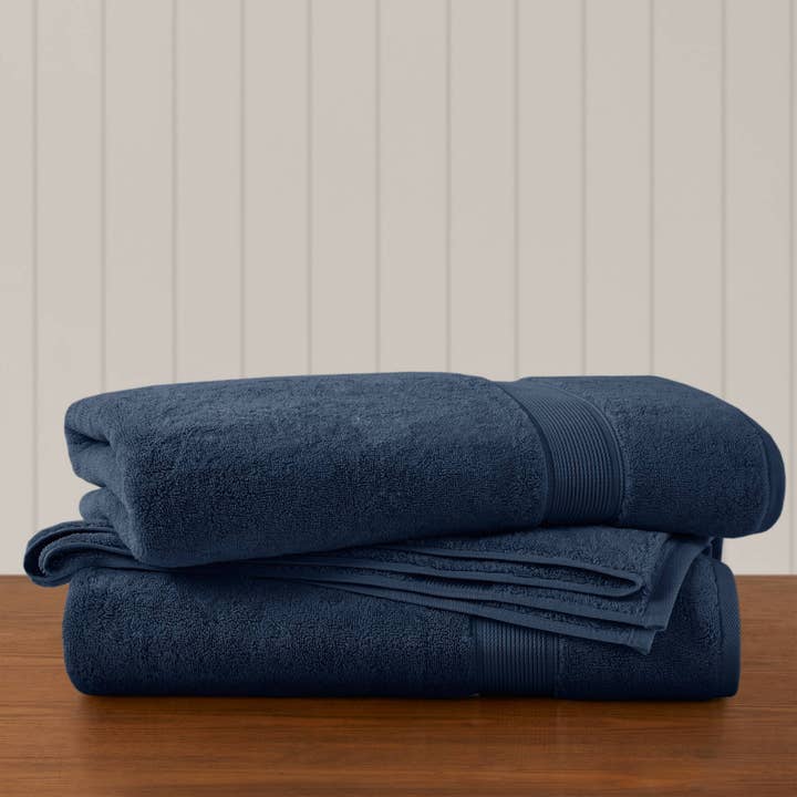 800gsm Oversized 2-Piece Bath Towel/Bath Sheet Set, Navy for wholesale by Olliix