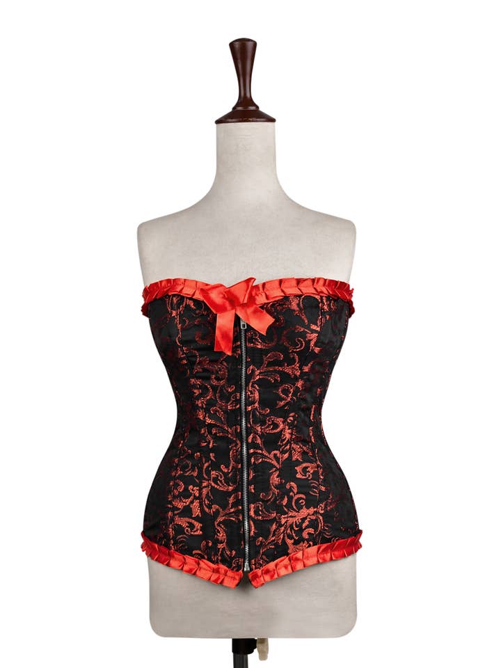 Attire Fashion Club - Vente Corset – femme - Corset rouge fait main avec armature en acier pour femme5