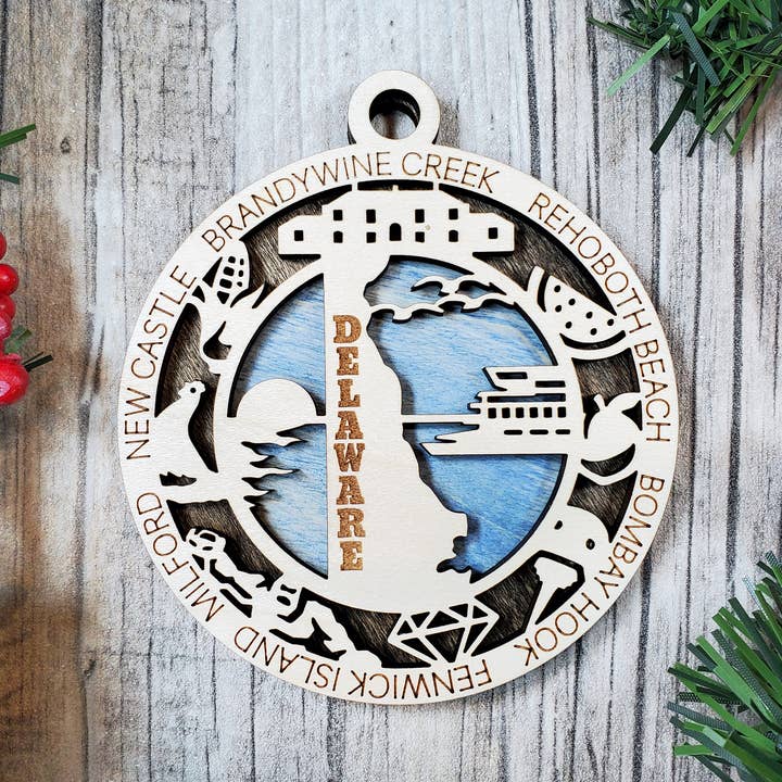 Delaware State Ornament für den Großhandel von Fuzzy Unicorn Designs