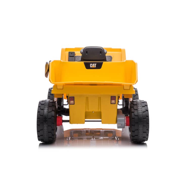 Yellow 12V CAT Electric Dump Truck 1 Seater Ride-on for wholesale on Faire2