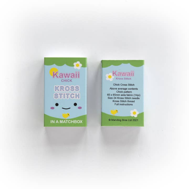 Marvling Bros Ltd - Wholesale Embroidery/Cross Stitch Supplies - Kawaii Chick Mini Cross Stitch Kit In A Matchbox
