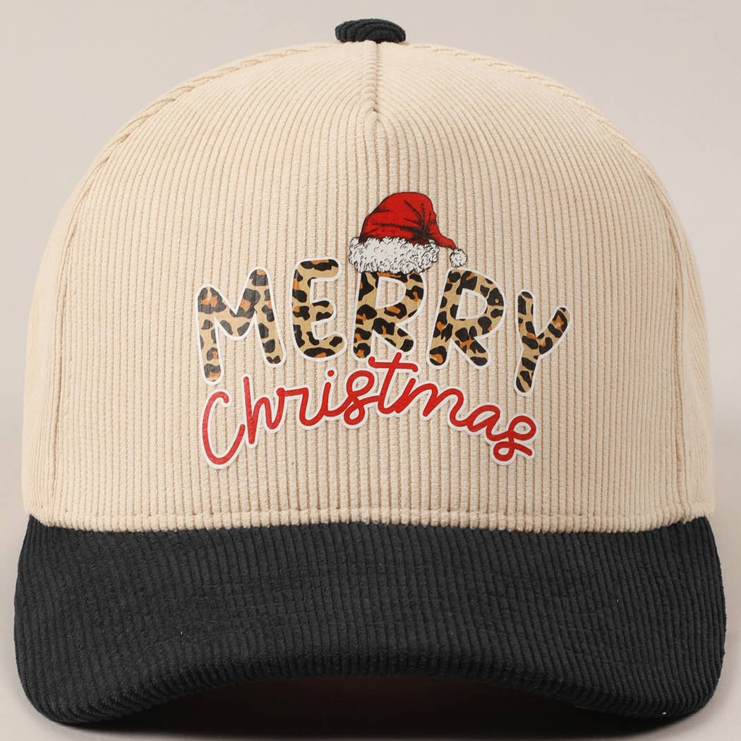 Fashion City – Boné de beisebol - Unissexo por atacado – Boné de veludo cotelê bicolor de texto divertido Felry Christmas20