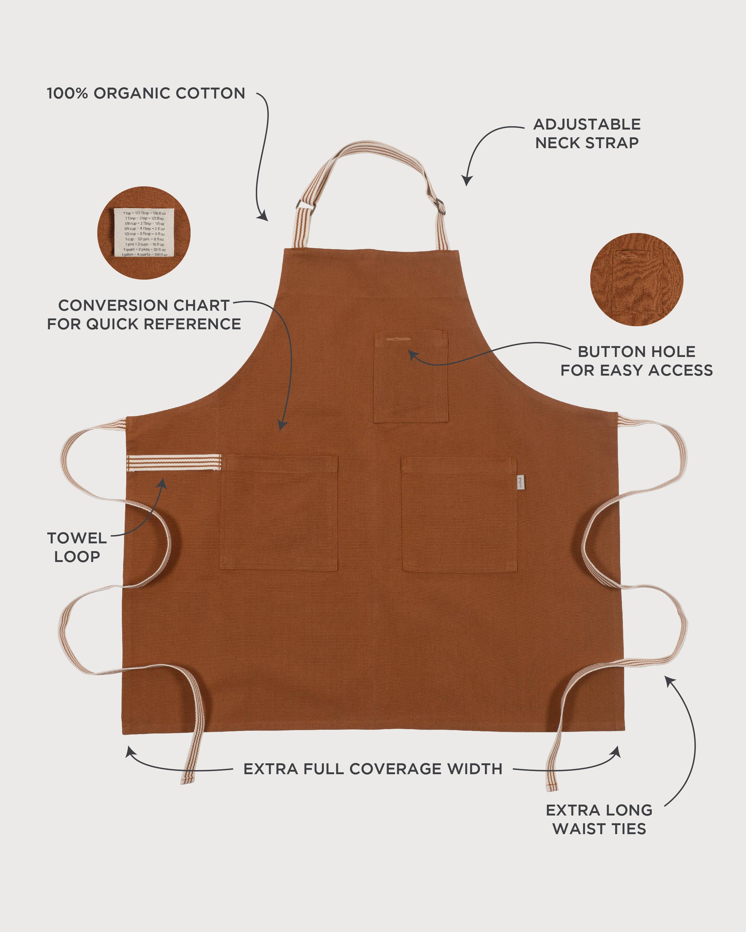 KAF Home - Wholesale Apron - KAF Home Rooted Sustainable Chef's Apron - 32" x 30"7