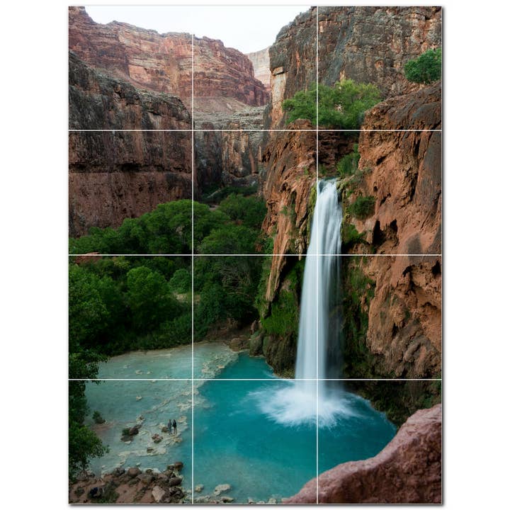 Waterfall Ceramic Tile Mural PT501108 for wholesale by Picture-Tiles.com