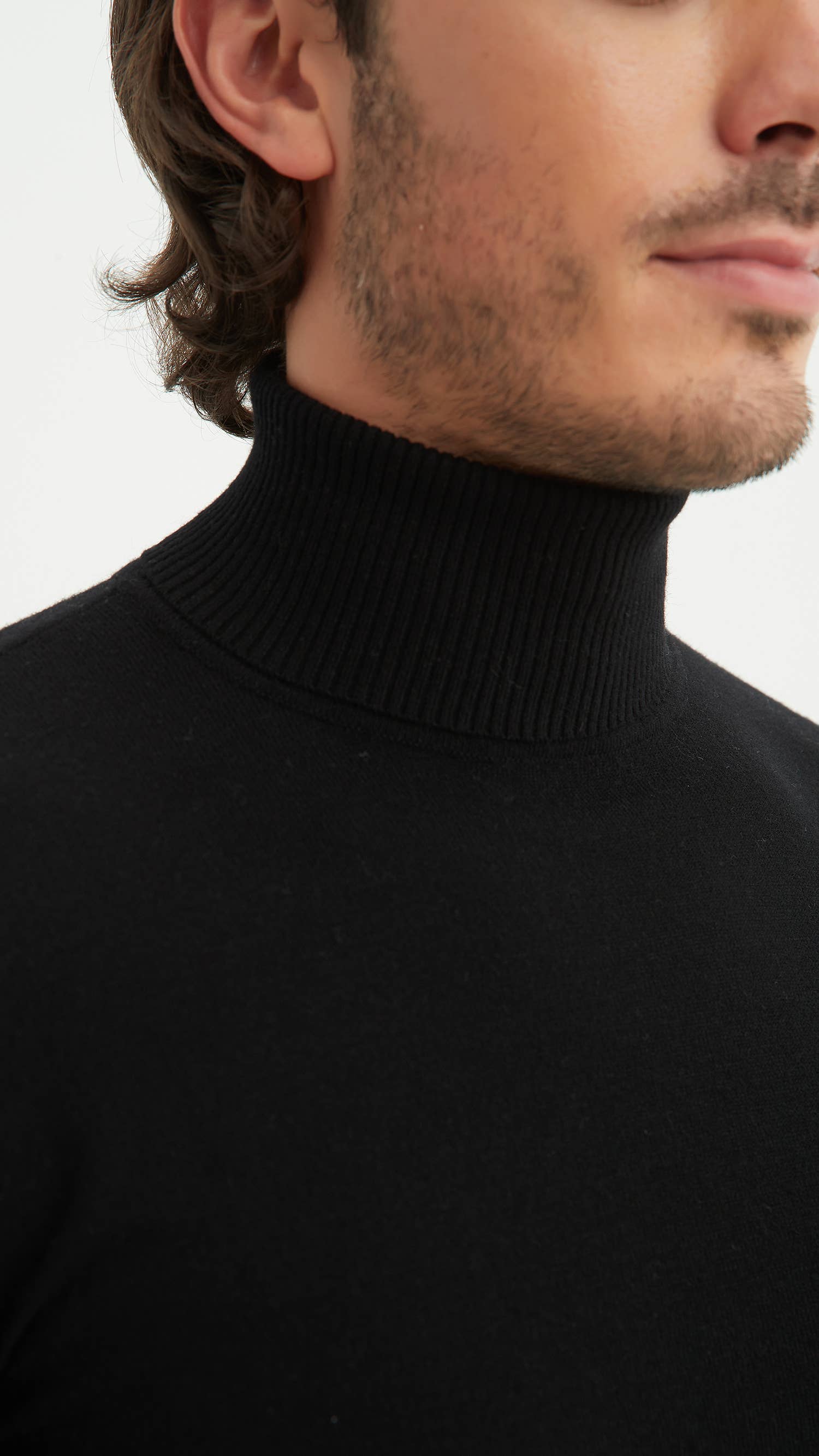 Yves Enzo - Wholesale Knit Sweater - Men's - Turtleneck sweater "CASHMERE TOUCH" - Black1