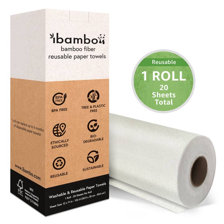 Ibambo – wholesale Paper towels – Ibambo Reusable Bamboo Paper Towels - 1 Roll - 20 Sheets