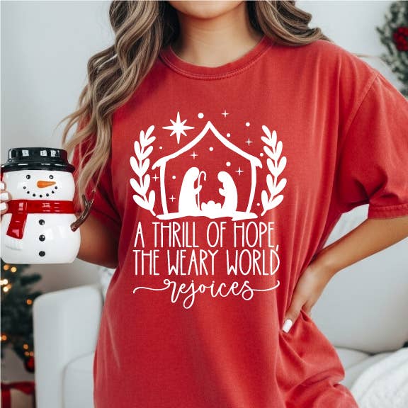 Crossaid - Wholesale Screen Printed T-Shirt - Women's - Thrill of Hope, red Premium T-shirt