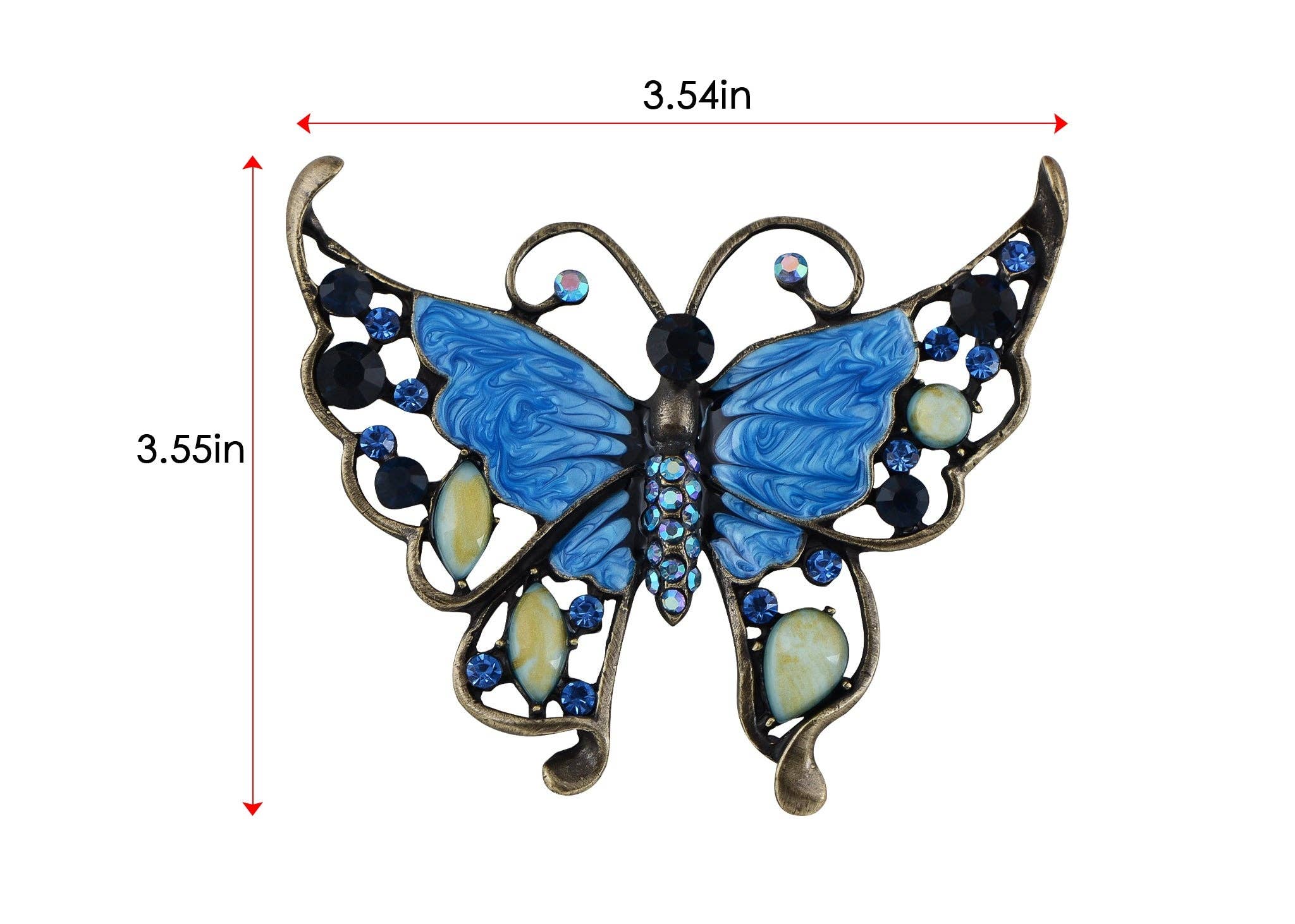 AK Brand - Wholesale Brooch - Antique Green Enamel Opal Butterfly Insect Brooch Pin23