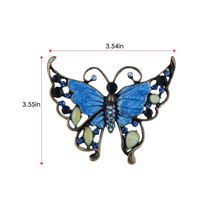 AK Brand - Wholesale Brooch - Antique Green Enamel Opal Butterfly Insect Brooch Pin23