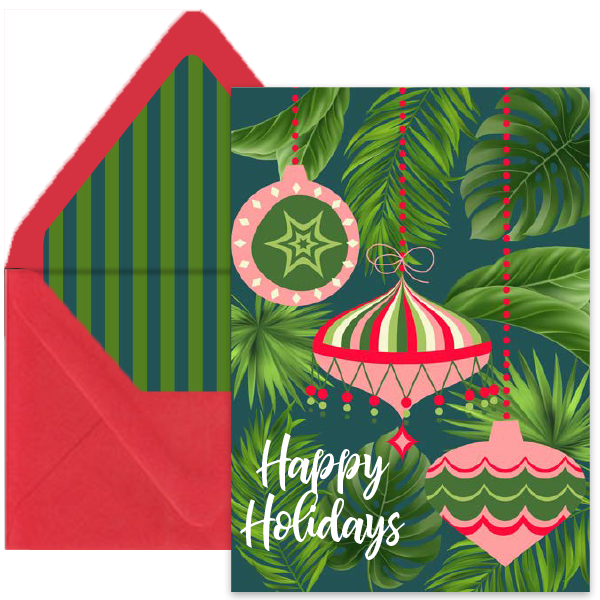 Mod Lounge Paper Company - Wholesale Christmas Card - Palm Springs Retro Ornament Holiday Greeting Card0