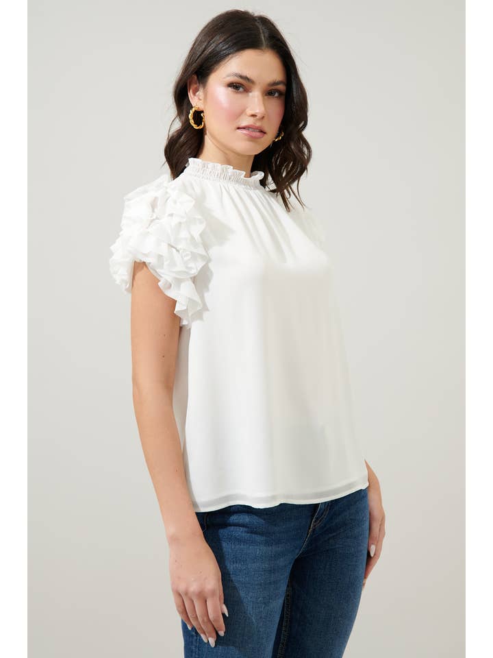 Sugarlips - Wholesale Blouse - Women's - Brenna Mock Neck Ruffle Blouse2