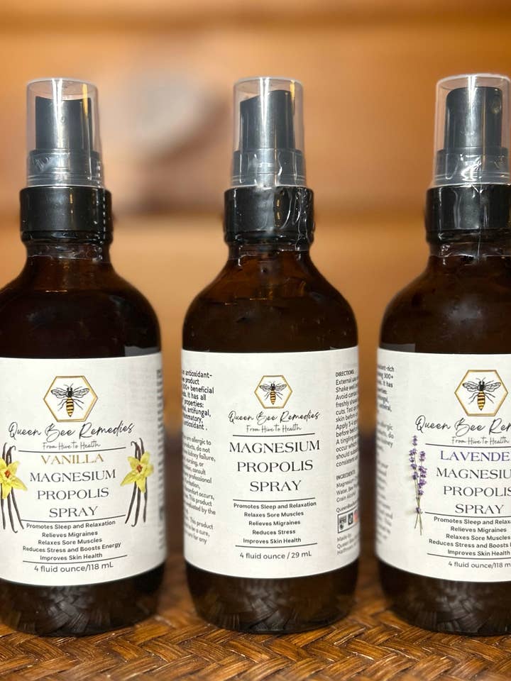 Magnesium Spray Variety Case with Bee Propolis for wholesale by Queen Bee Remedies LLC