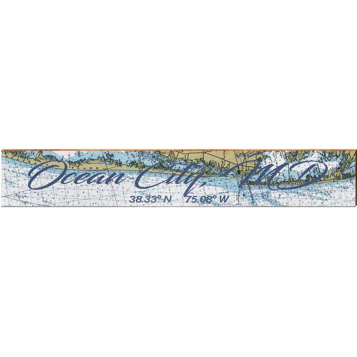Ocean City, MD NOAA Chart Map | Wall Art Print on Real Wood for wholesale by Mill Wood Art