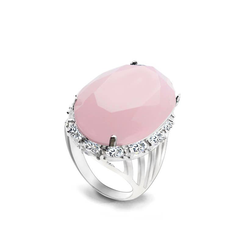 AMORINO SRL - Wholesale Single Stone/Solitaire Ring - OVAL RING IN COROLATED GLASS - ZY731760A333