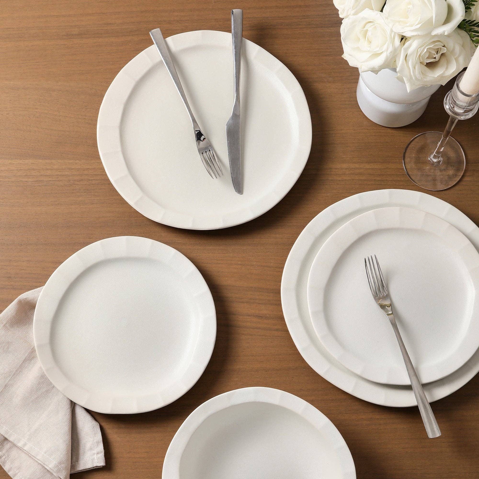 Stone  Lain - Wholesale Dinnerware Set - Oasis Stoneware Dinnerware Set - White2