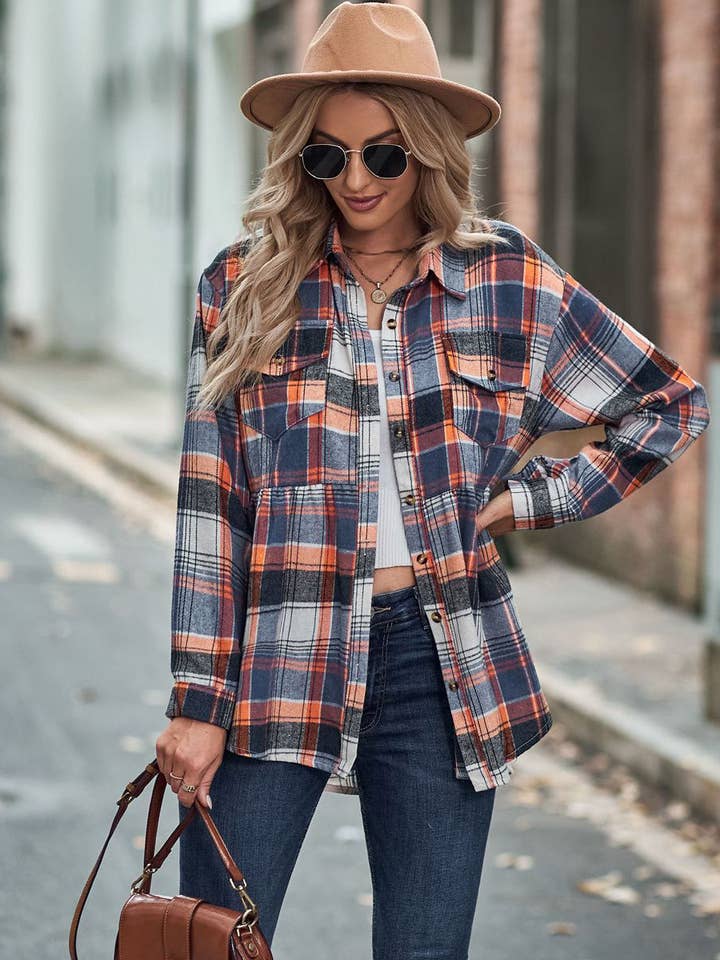 Checked Collared Pocket Shirt for wholesale by Aria Romance