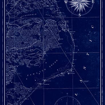 LOST DOG art & frame - Wholesale Art Print - Outer Banks Vintage Remixed Map2