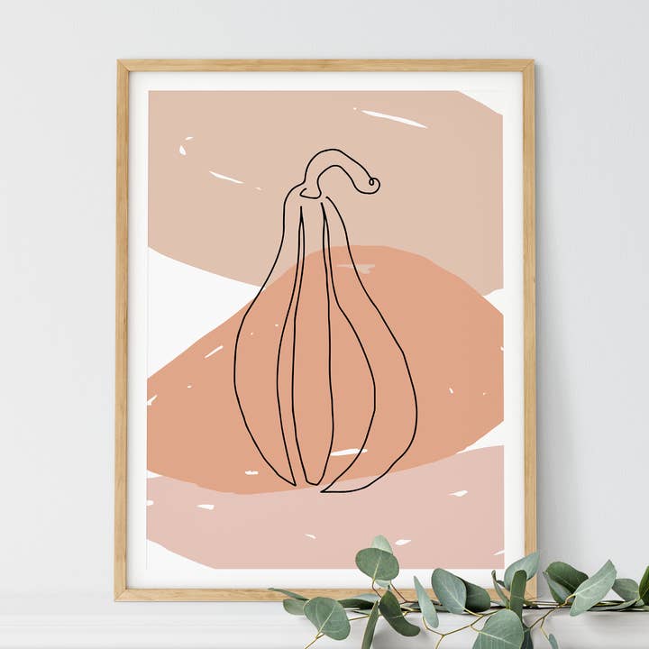 Boho Fall Pumpkin Line Drawing Print | Modern Autumn Art for wholesale by Bella Lou Boutique
