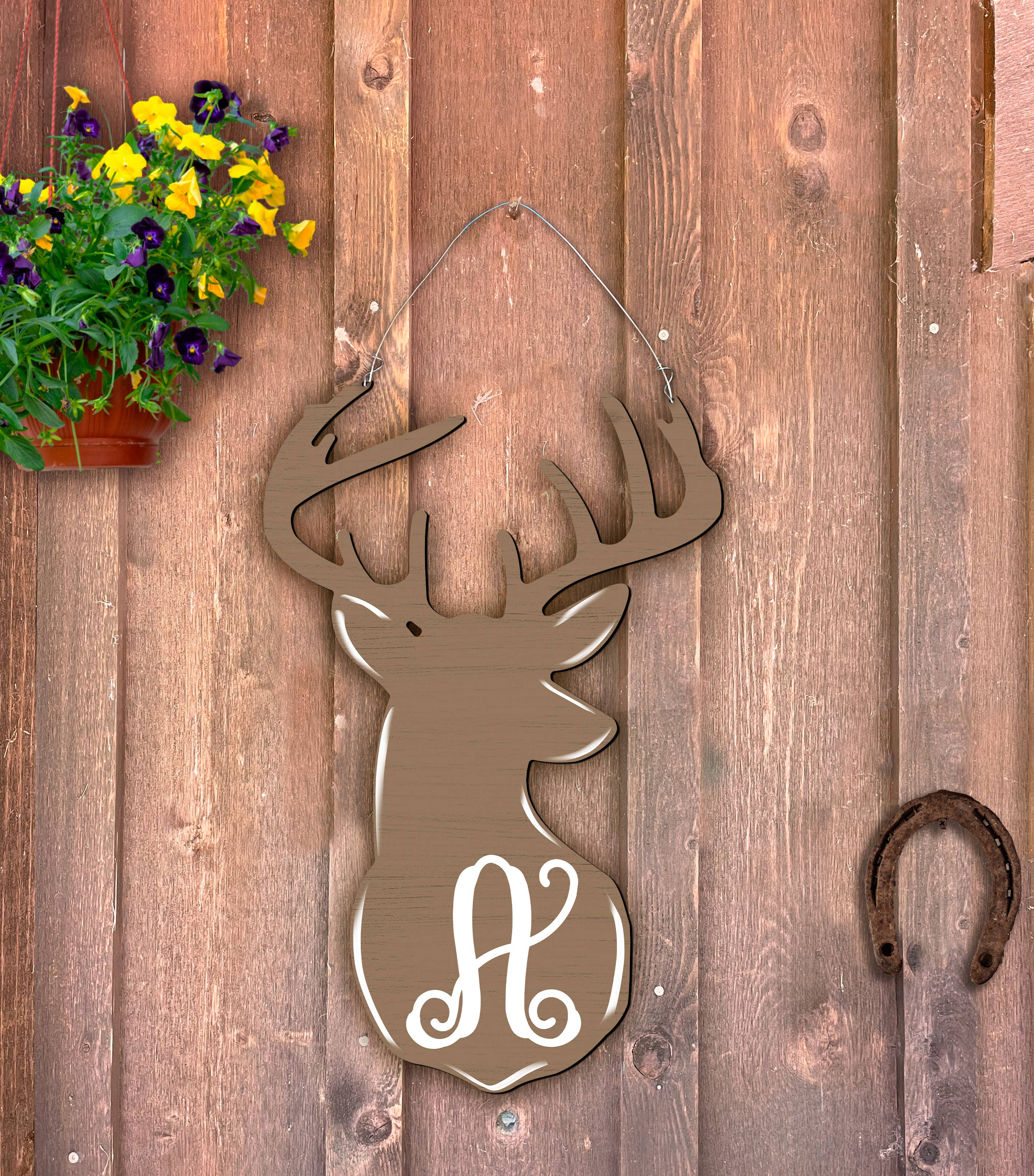 Steel Southern Designs - Wholesale Door Hanger - Deer Head Initial Door Hanger3