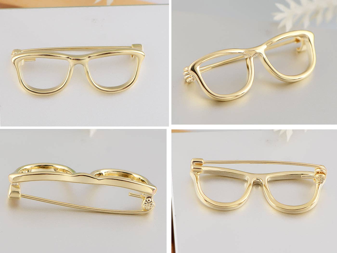 AK Brand - Vente Broches - Broche en forme de lunettes de nerdy rectangle de couleur argent10