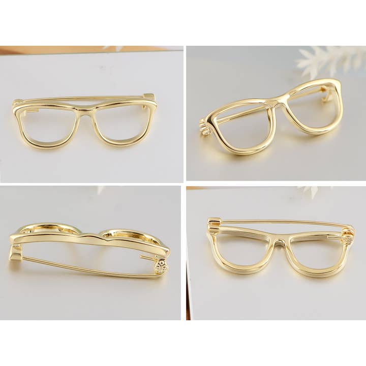 AK Brand - Vente Broches - Broche en forme de lunettes de nerdy rectangle de couleur argent10
