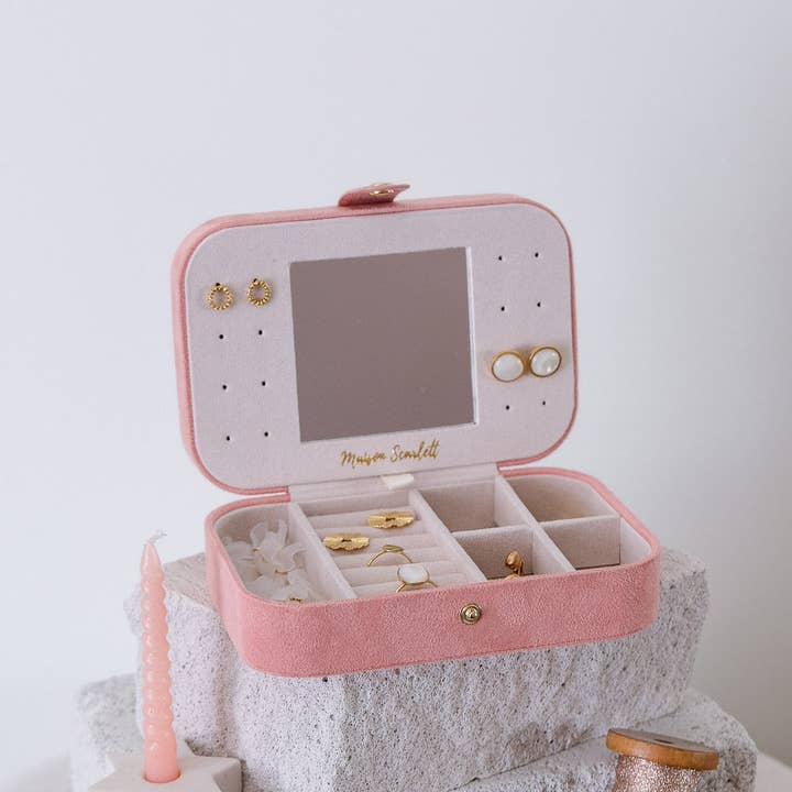 Maison Scarlett - Venta al por mayor Joyero/organizador de joyas - Joyero de viaje de terciopelo Brigitte