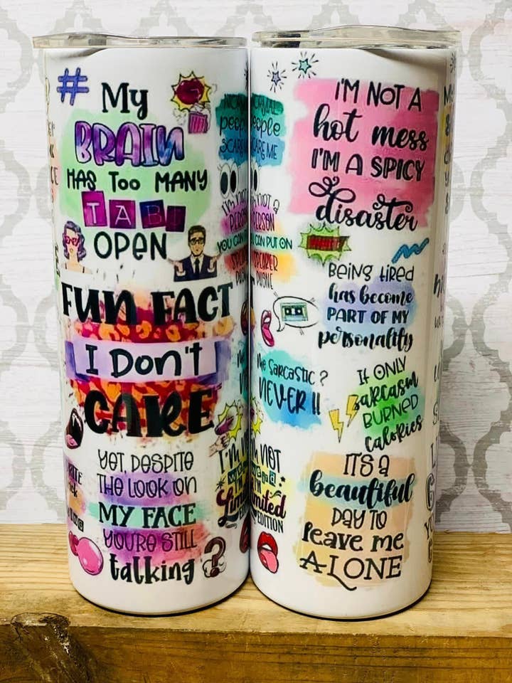 Fun Facto 20oz skinny tombo em aço inoxidável por atacado de Indigo Sky Mercantile