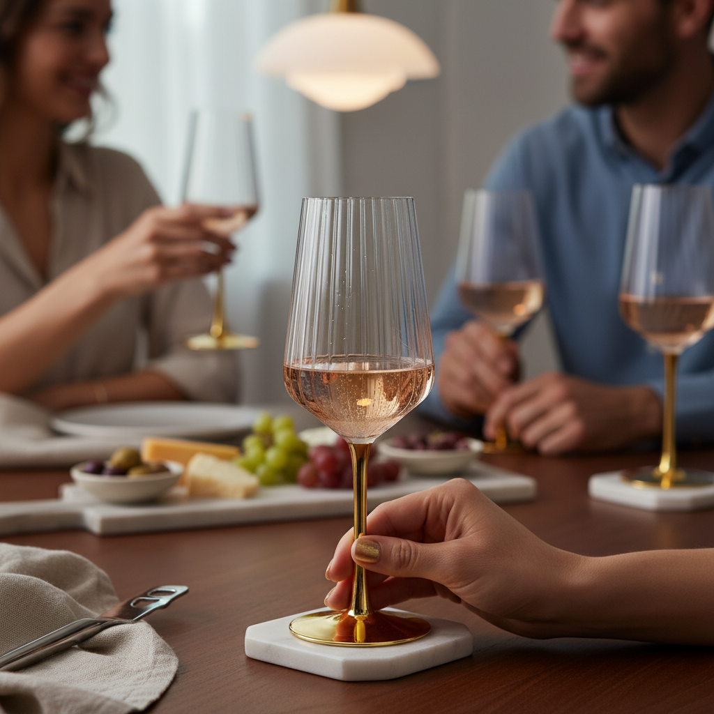 Kadra Kitchenware - Wholesale Wine Glass - Vikko Decor- Elegant, Gold, Wine Glass, 16 Oz1