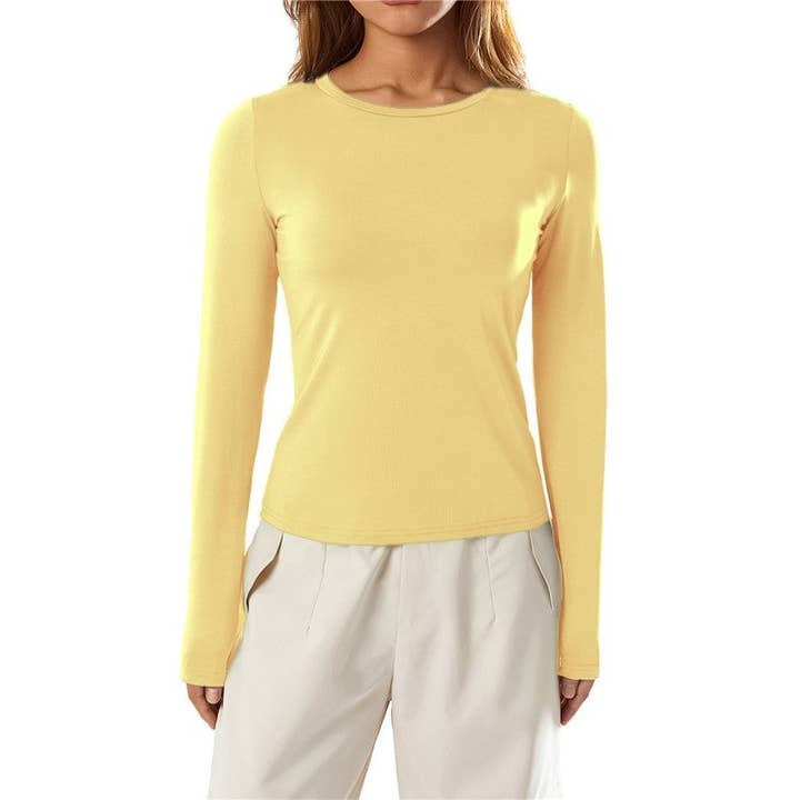 Casual Solid Slim Long Sleeve T-Shirt and other Purchase Wholesale crop tops for printing. Free Returns & Net 60 Terms on Faire trending on Faire.